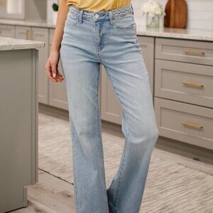Judy Blue Wide Leg Light Wash Braided Detail Jean Size 0